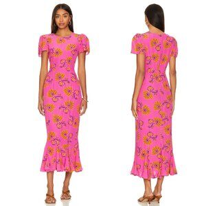 Rhode x REVOLVE Lulani Midi Dress in Mulberry Toulon Hot Pink 8 Medium